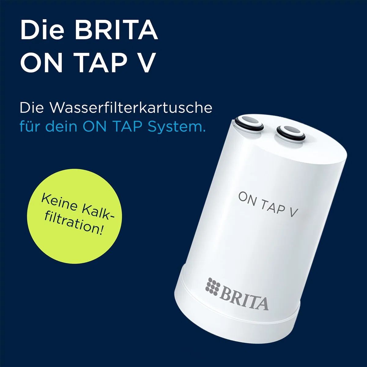 BRITA ON TAP V Wasserhahnfilter für Wasserhahn Filter Aufsatz ON TAP PRO und ON TAP (600 l) – Ersatzkartusche reduziert kleine Partikel, PFAS, Metalle und geschmacksstörende Stoffe wie Chlor