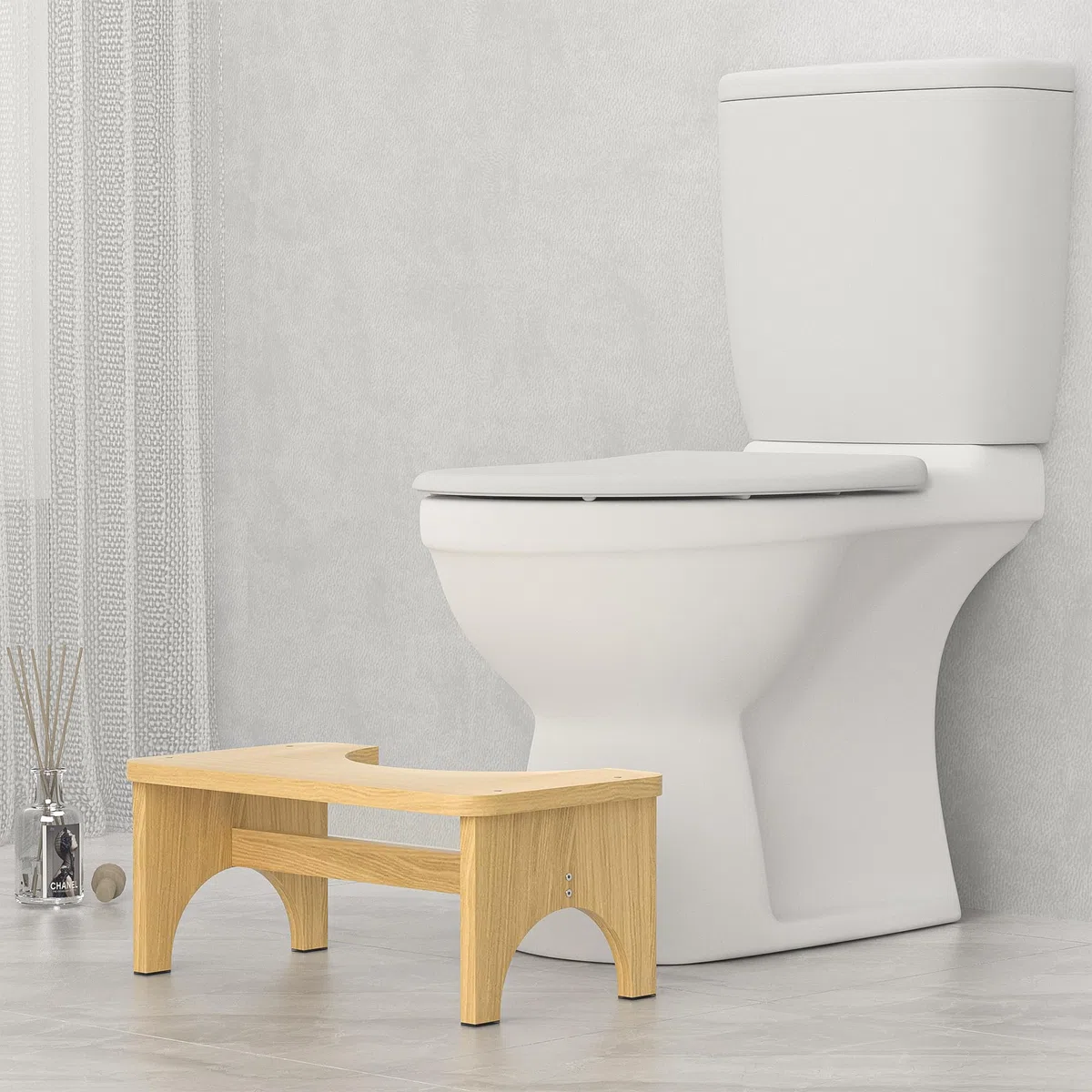 Bambus Hocker zum Hocken für Toilettenstuhl für Erwachsene, 16,5 cm rutschfester Toiletten Hocker für Erwachsene, Hilfe für Kinder und Senioren, Original einfaches Design, Badezimmer-Step-Hocker