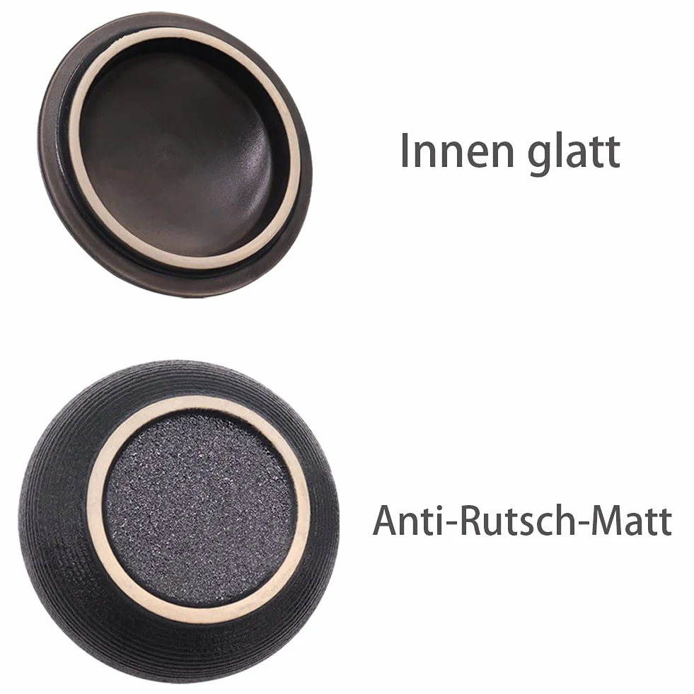Panngu Windaschenbecher Schwarz Retro Keramik, Aschenbecher mit Deckel für Draußen, Einfachheit Zigarren Aschenbecher für Zuhause und Büro Dekoration (11.5X8.5cm)