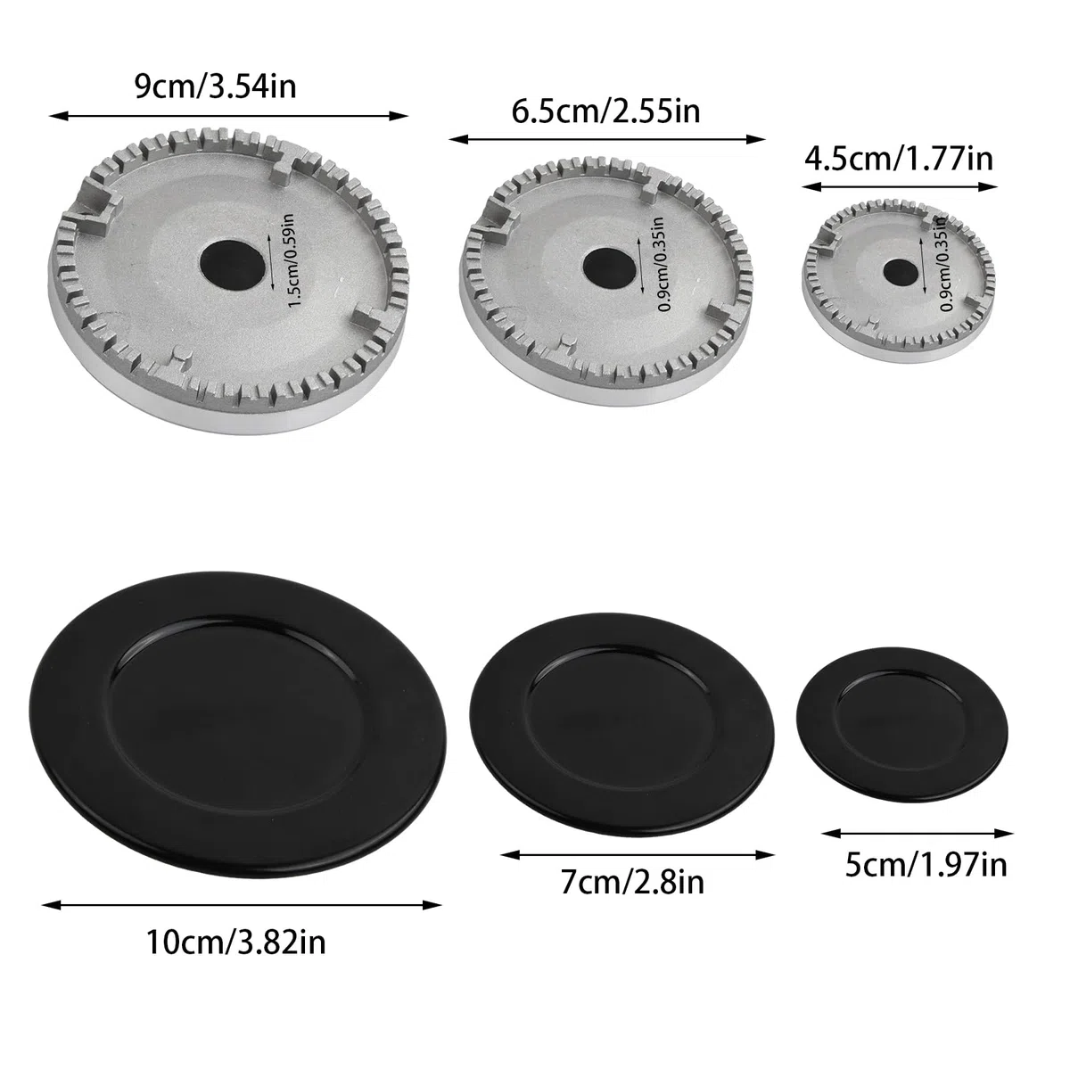 4pcs Brenner-Set, Gas-brenner Crown & Flammenkappe, Küchenbrenner, Passend für die Meisten Gasherdbrenner, Schnellbrennerkappen-Set, für Kochplatten Ariston Indesit Samet Nardi