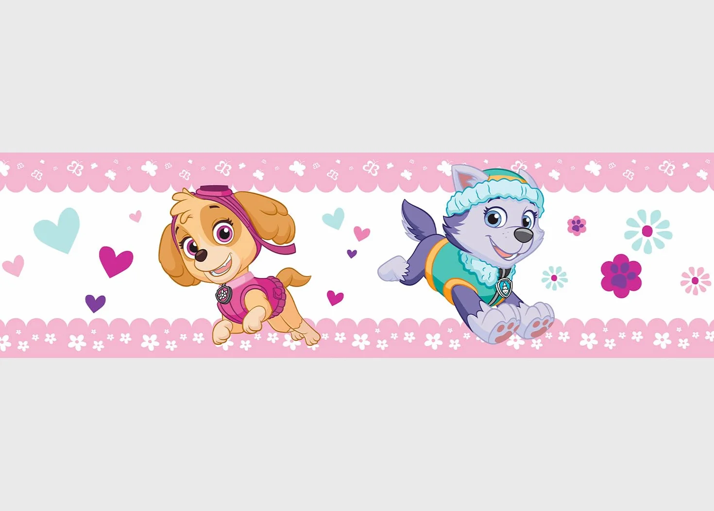 AG Design Selbstklebende Bordüre Paw Patrol Pup Power, AWBD 8014 | Wasserfest Kinderzimmer Wand Dekoration | Wandbordüre für Mädchen und Junge | Folie, Mehrfarbig | Breite 500 cm x Höhe 13.8 cm
