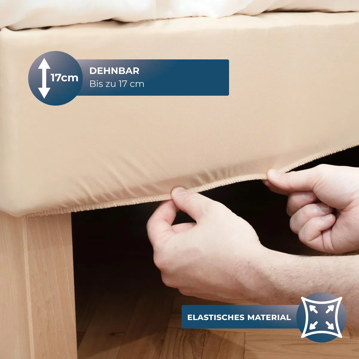 Wrappybag Boxspring Bettumrandung 90 x 200 mit Gummibändern – Neuer Look für Ihren Alten Boxspring-Sockel – Farbe Hellbeige - Betthusse in 6 Größen Verfügbar