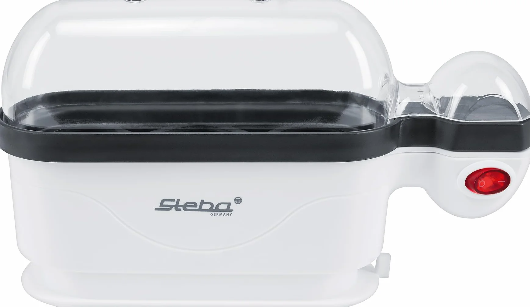Steba EK 4 Eierkocher, für max. 3 Eier | Kochschale antihaftbeschichtet, Eiertray mit Tragegriff, Messbecher mit Eierpick, 350 Watt