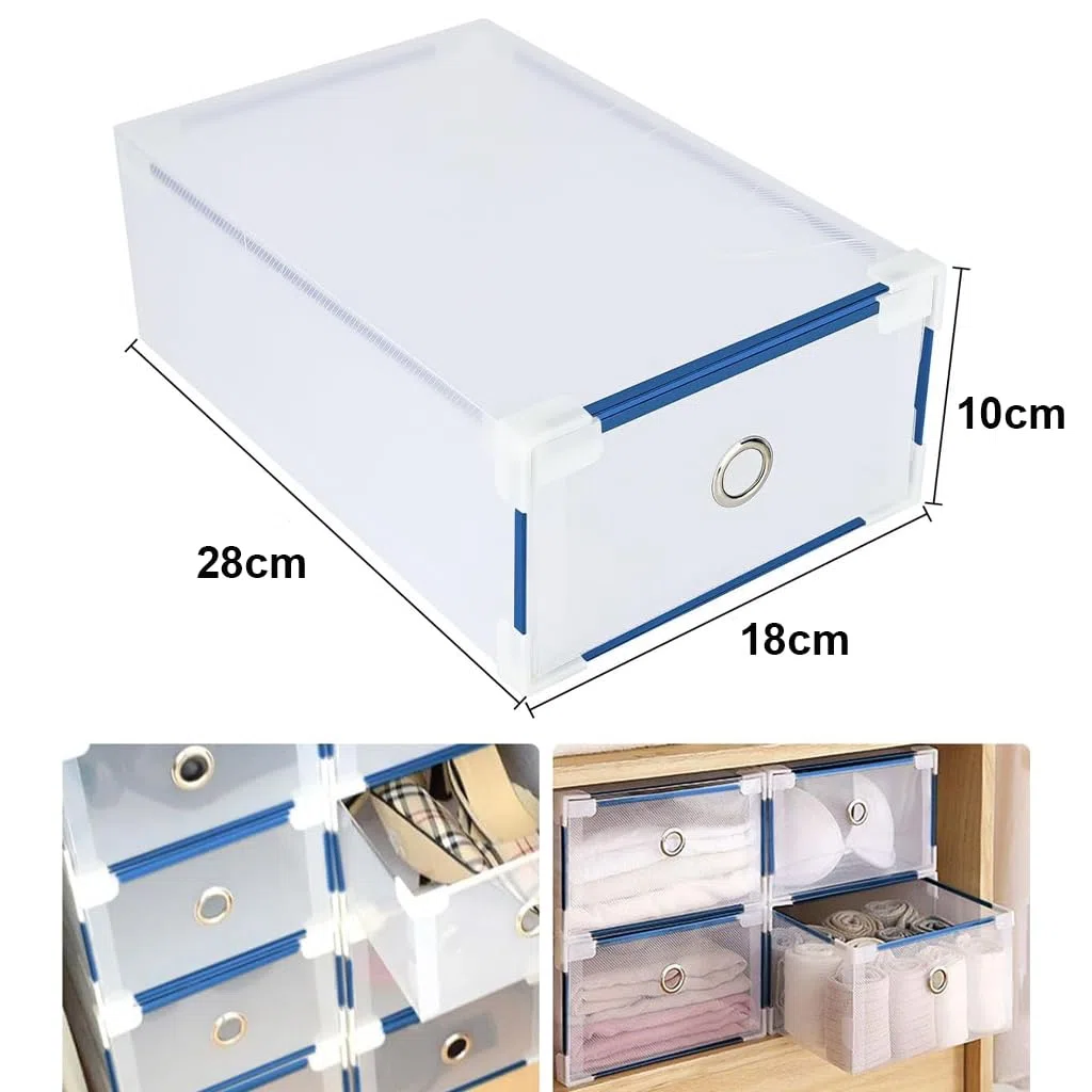 Youyijia 10 Stück Schuhboxen - Stapelbare Schuh Organizer aus Transparentem Kunststoff mit Schubladen - DIY Schuhschachteln für Platzsparende Aufbewahrung - 28x18x10cm