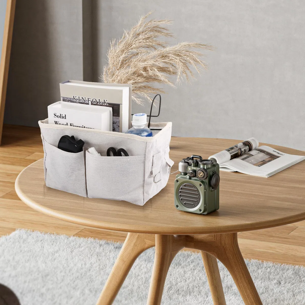 ASelected Bett Organizer zum Einhängen Betttasche zum Einhängen mit Drahtrahmen Schlafsaal Bett Organizer Multifunktionale Bett Tasche für Buch Magazin Handy Kopfhörer Bett Aufbewahrung