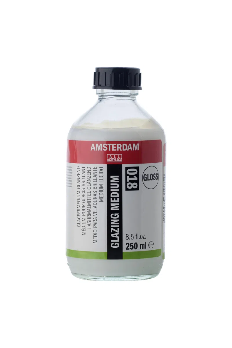 Amsterdam Malmittel - Glazing Medium Gloss Bottle 250 ml - Glättende Farbe, transparente Schichten, selbstnivellierender, elastischer & flexibler Film, perfekt für Acrylmalerei