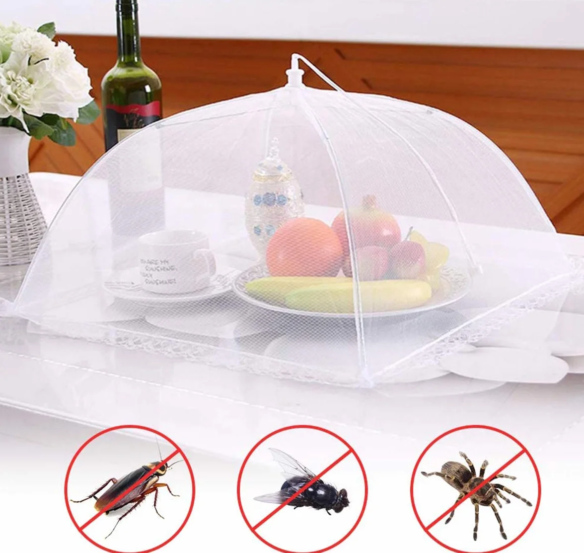 Annhao 8er Set Fliegenhaube Lebensmittel, Wiederverwendbare Abdeckhauben für Lebensmittel, Faltbare Fliegenschutz Essen Pop-Up, Hält Fliegen, Insekten und Mücken fern, Insektenschutz Indoor & Outdoor