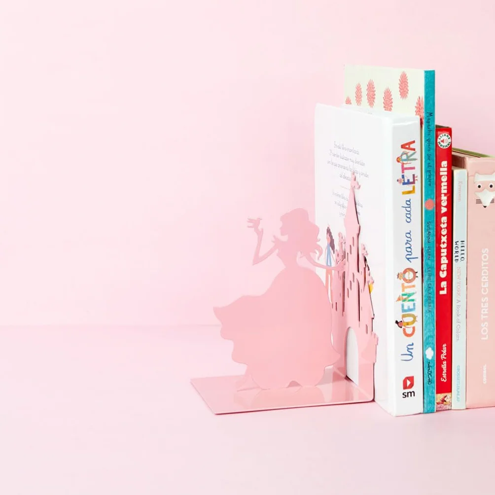 Balvi Buchstütze Fairy Tale Farbe Rosa Eine Prinzessin und Ihr Schloss Metall