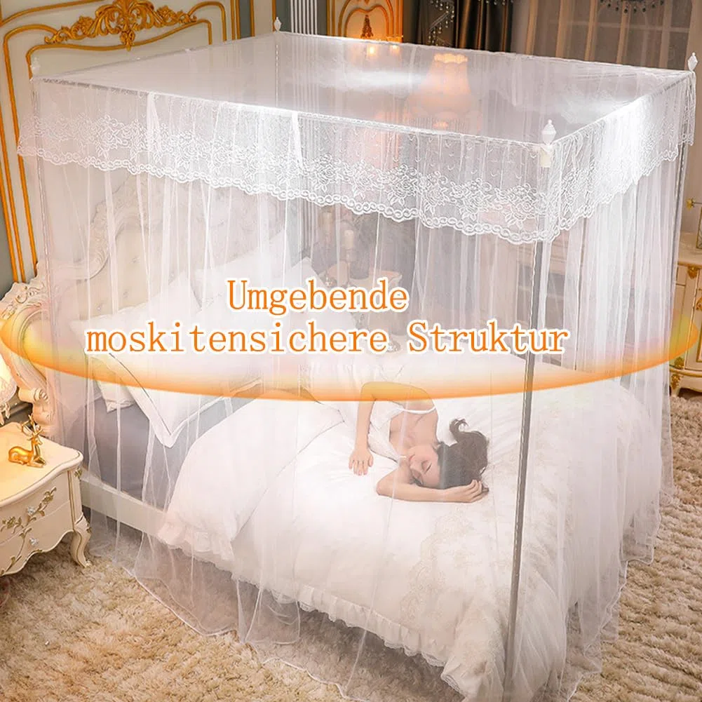 Moskitonetz Einzelbett, Quadratische Moskitonetze Großes Mückennetz für Bett, Mückennetz Bett für Einzelbett, Insektenschutz für Reise und Zuhause120x200x210cm