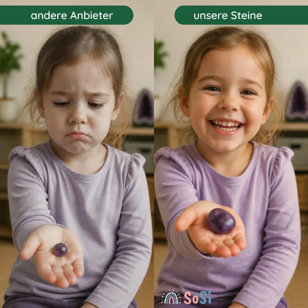 SoSi Edelsteinmix im grünen Samtbeutel, min. 30 echte Trommelsteine 2-3cm, 450g, Glückssteine, Halbedelsteine, Heilsteine, Amethyst, Tigerauge, Rosenquarz inkl. Buch „Steinmomente