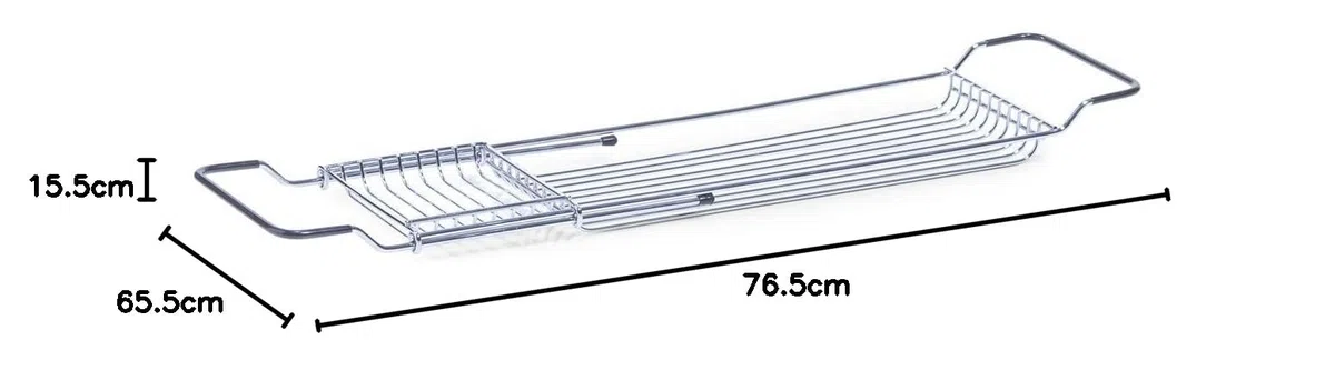 Zeller 18409 Badewannenablage, ausziehbar, ca. 65,5-76,5 x 15,5 x 4 cm, Silber, 1 - Pack