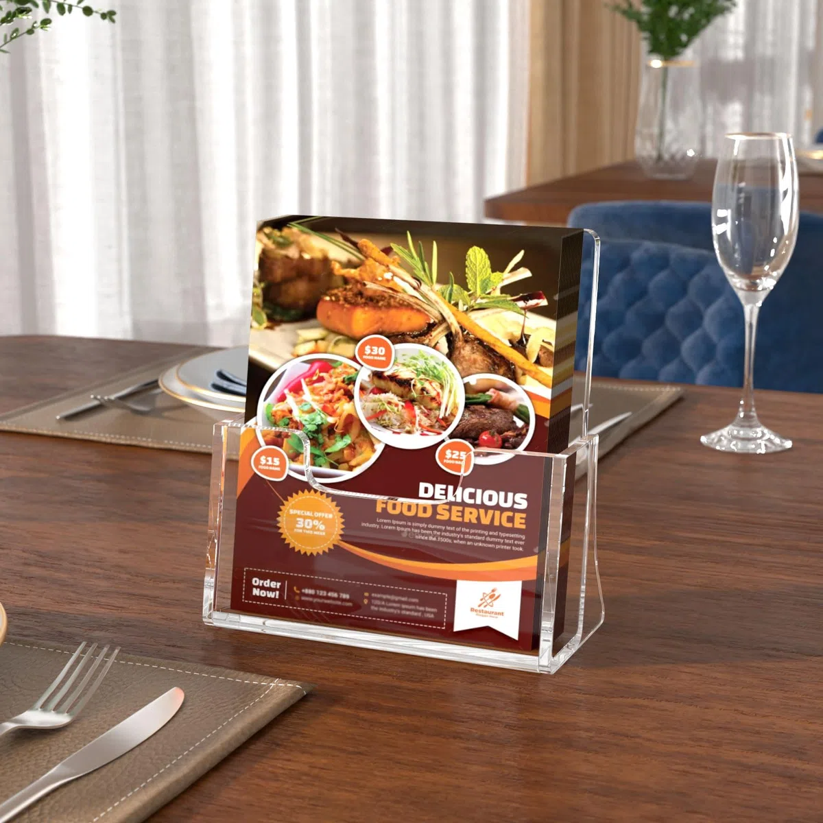 AITEE DIN A5 Tisch-Prospektständer: 2 Stück Acryl Transparenter Flyerständer Freistehende Prospekthalter für Counter Büro Restaurant Rezeption