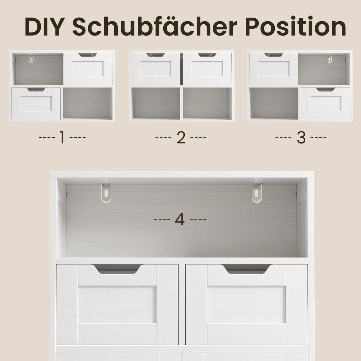 Bealife Badezimmerschrank mit 2 Schubladen, verstellbares Regal, multifunktional, für Badezimmer, Schlafzimmer, Flur (weiß, 60 x 30 x 108 cm) (weiß)