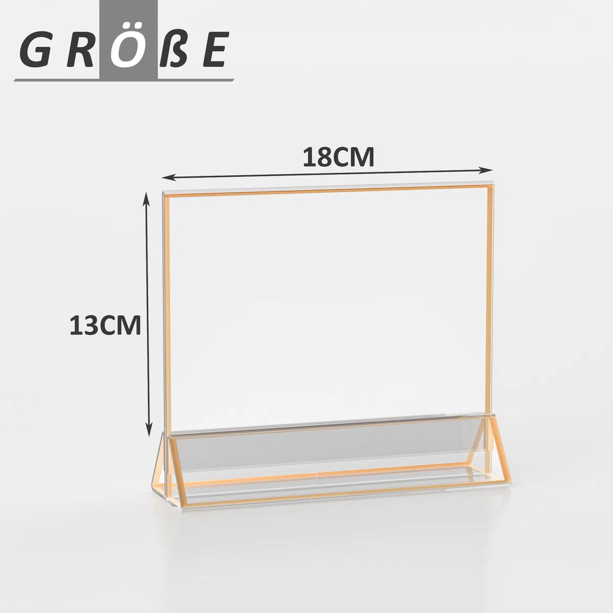 Sezanrpt Acryl Schildhalter Goldrand 13x18 Horizontal 4 Pack, Klare Bilderrahmen Gold, Tischkartenhalter Goldrand für Restaurant-Menü-Anzeige, Hochzeit Tischnummern