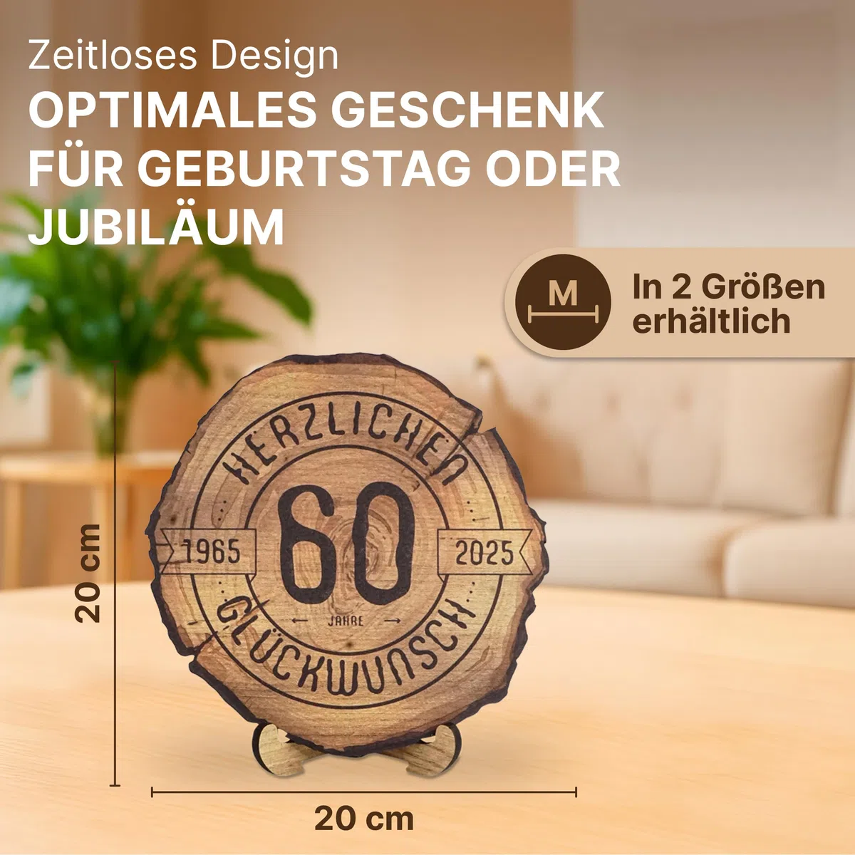 DARO Design – Baumscheibe mit Gravur für 66. Geburtstag – Geburtstags Geschenk aus Holz – Hochwertige Holz Geschenke mit Gravur ideal für Geburtstag – Dicke 6mm, Durchmesser 20cm – Made in Germany