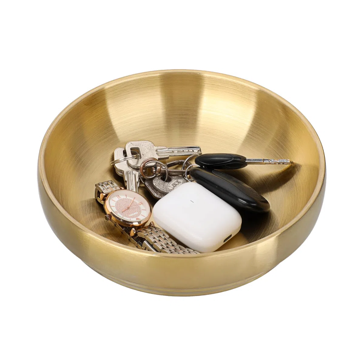 SUMNACON Dekoschale, Hochglanzpolierte Schlüsselschale, aus Edelstahl, Ø 18 cm, Servierschalen, Moderne Schmuckschale als Deko Geschenk Snackschalen Dipschale Gold