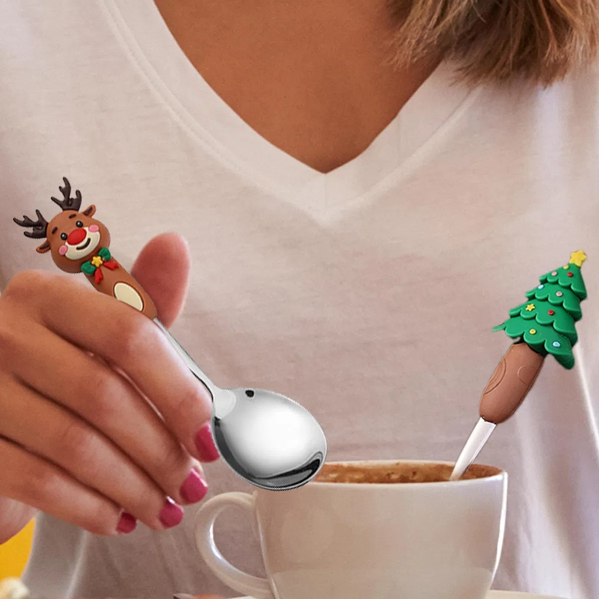 Vistaprint Weihnachts-Service-Set, 4-teilig, aus Edelstahl, Weihnachtsgeschirr-Set – Vistaprint Kochgeschirr für Weihnachtsvorspeisen, Besteck-Set aus Stahl