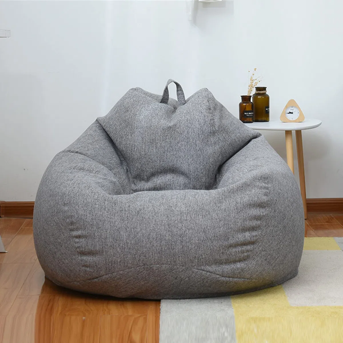 Highdi Sitzsack für Erwachsene Indoor Outdoor Sitzkissen Waschbarer Weicher Flauschiger Sofabettbezug Ohne Füllung Gartenkissen Bodenkissen für Wohnzimmer Gaming (Dunkelgrau,100x120cm)