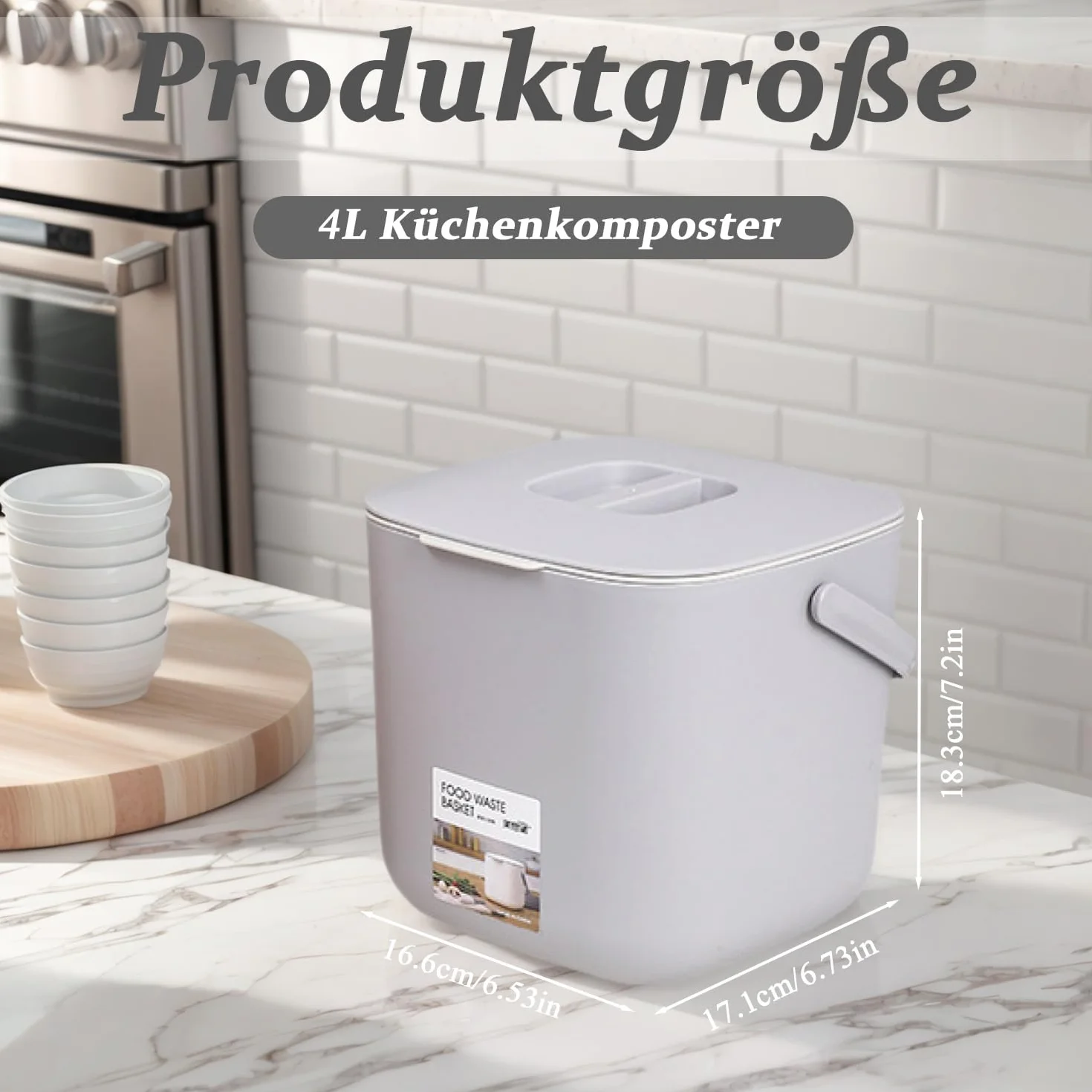 Biomülleimer Küche, 4L Komposteimer Küche, Kleiner Mülleimer mit Deckel, Biomüll Behälter mit Sieb, Spülmaschinenfest, Küchenkomposter für Alltäglichen Biomüll, Bio Mülleimer Geruchsdicht（Lila）