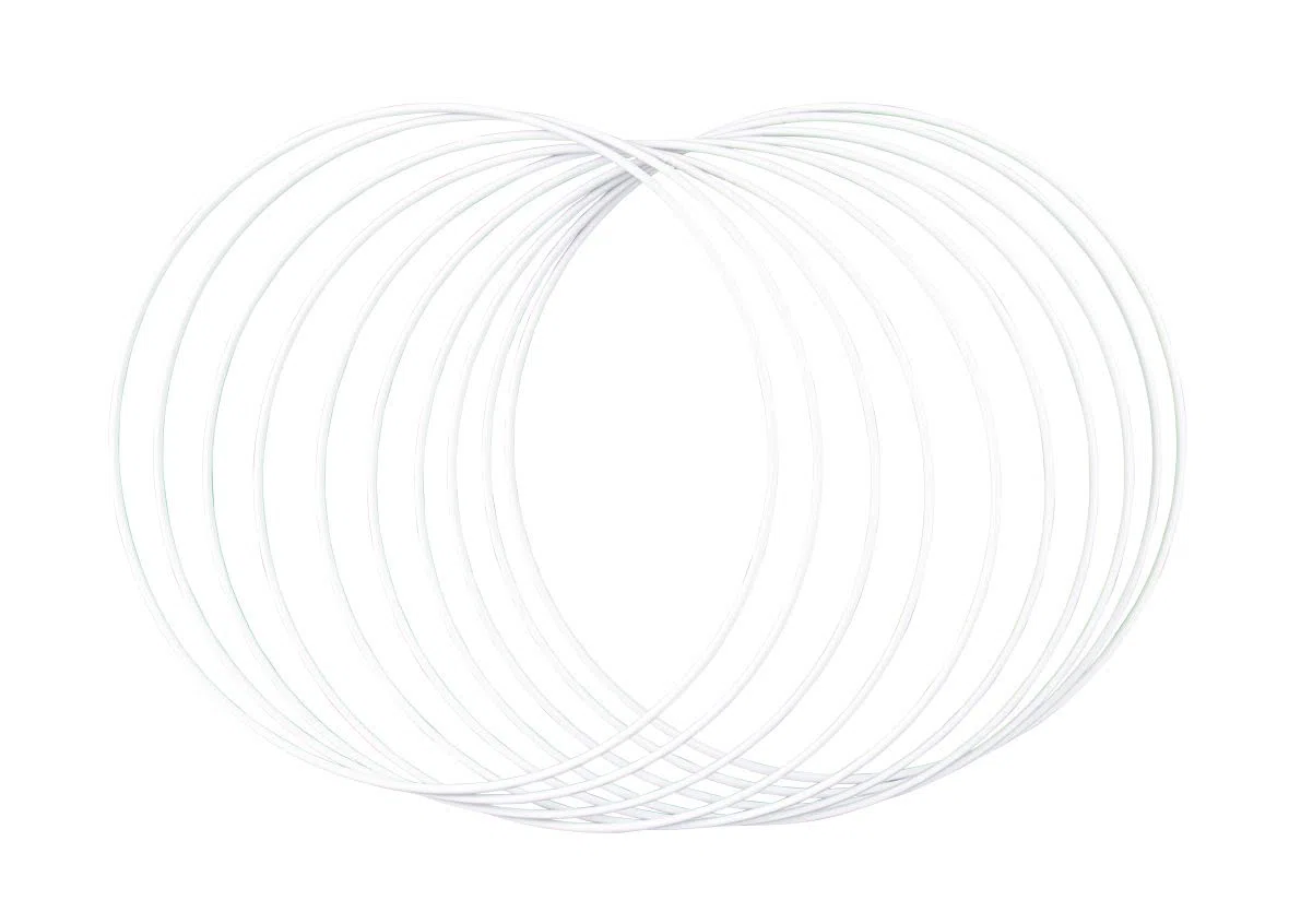 Rayher 25214102 Metallringe, 10 Stück (1er Pack), 25 cm ø, weiß beschichtet, Stärke ca. 3 mm, Drahtringe zum Basteln, für Wickeltechnik, Traumfänger, Floristik, Hochzeitskranz, Hoops