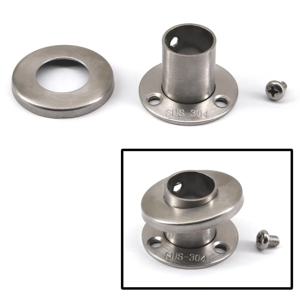 19 mm Wandhalterung, Rohrhalterung, 304 Edelstahl, Stangenflanschhalter, Stangenendstütze, Endhalterung für Schrank, Kleiderschrank, Duschvorhangstange, 8 Stück