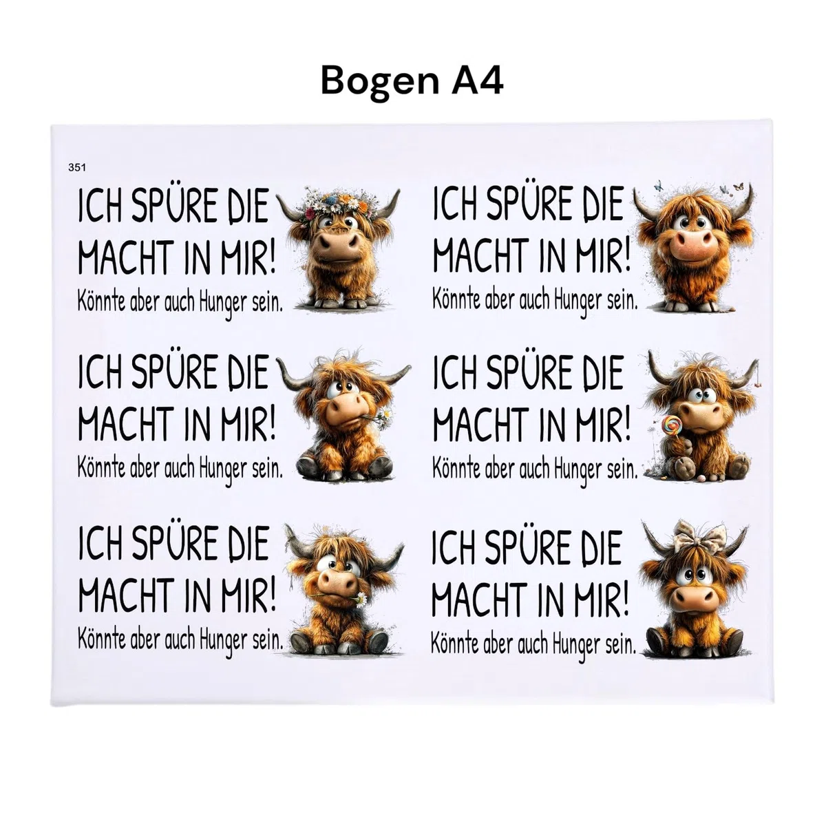 Rub On Serviettenhalter, DIN A4, Funny Highland Cow, bunt/farbig, Rub Ons (351 Funny Highland)