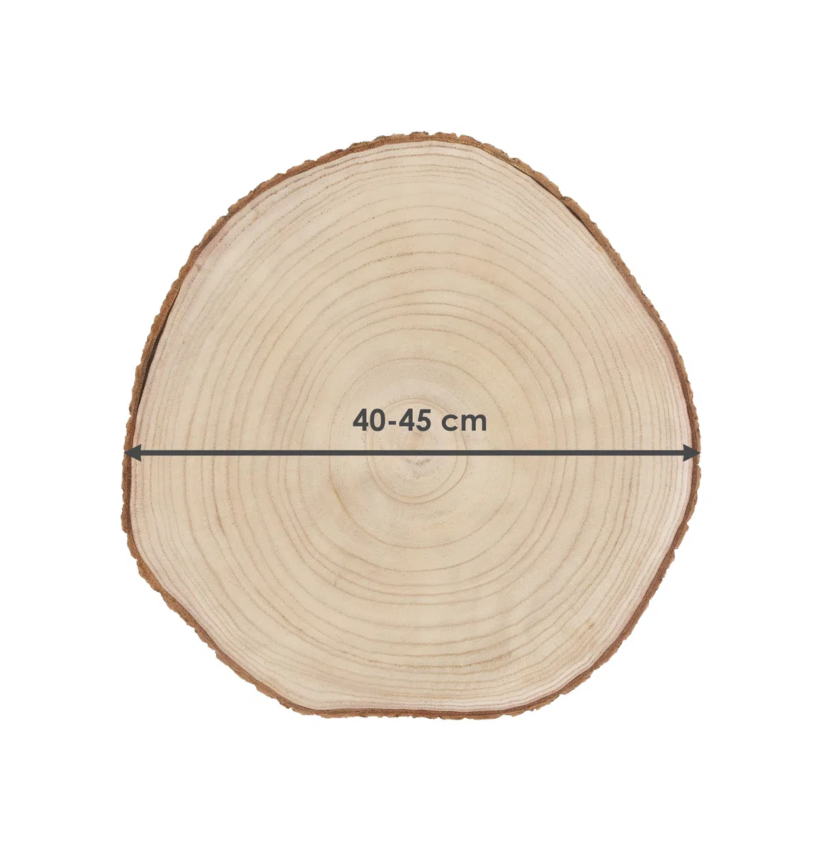 Echtholz Baumscheibe natur - 40 bis 45 cm - Holz Scheibe zum Dekorieren Basteln Bemalen Brandmalen - Tischdeko Holzdeko Kerzenteller Deko Platte