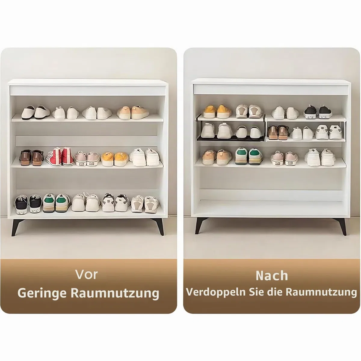 Kleiderschrank-Schuhregal, verstellbar, ausziehbar, Schuhregal und Unterregal, Aufbewahrung für Schrank, 41,9 - 80,9 cm, Schuh- oder Kleidungsaufbewahrung und Organisation, platzsparend