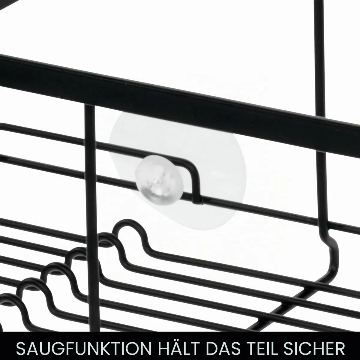 iDesign Badewannenablage, kleine Badablage zum Einhängen über der Wanne aus Metall, Badewannenregal ohne Bohren für Seife, Kosmetik, Bücher, Tablet und Handy, mattschwarz