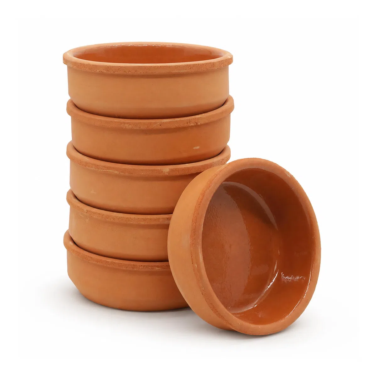 NORDIC SCHILLER Tonschüsseln, 250ml, 6er-Set, Handgefertigtes Terrakotta-Kochgeschirr, Braune Glasierte Tonschale für Ofengerichte Sütlaç und Güveç, Ideal für Servieren und Kochen
