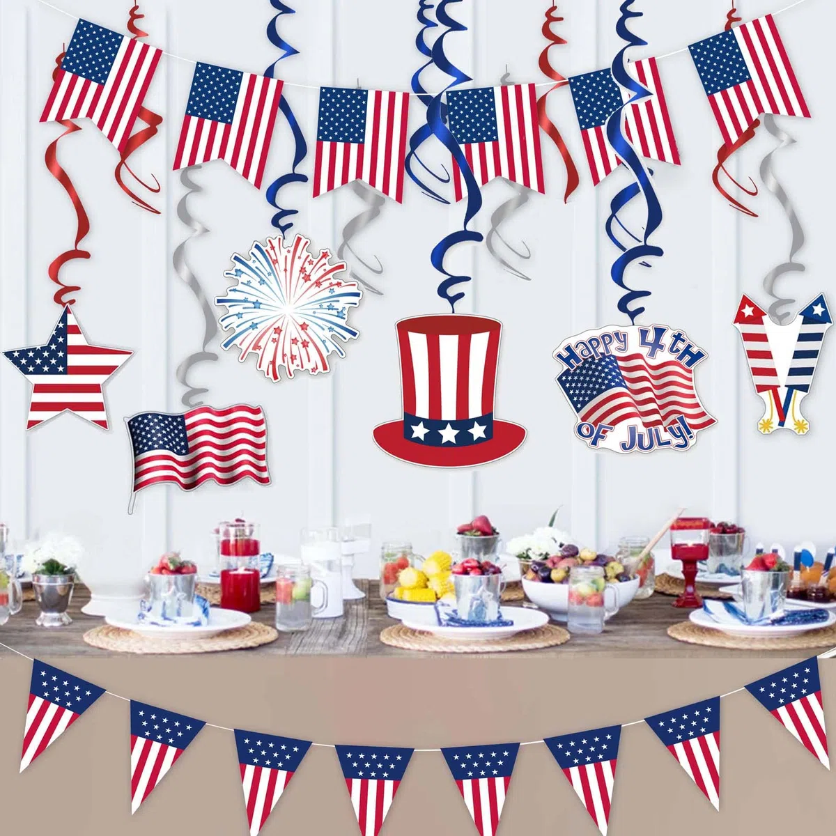 USA Deko Amerika Flagge 12 Stück Spiralen American Banner 4. Juli Tag Unabhängigkeitstag Amerikanische Deko Amerika Deko