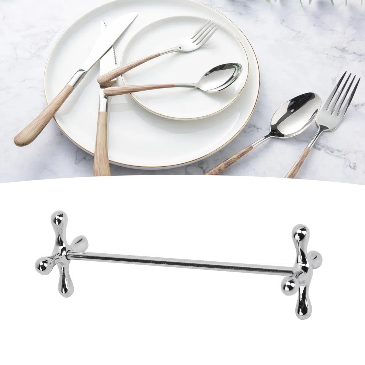 4-teilige Essstäbchenablage, Edelstahl-Messerablage und Essstäbchenhalter, Esstisch, Löffelständer, Geschirr-Werkzeug für Zuhause, Küche, Party