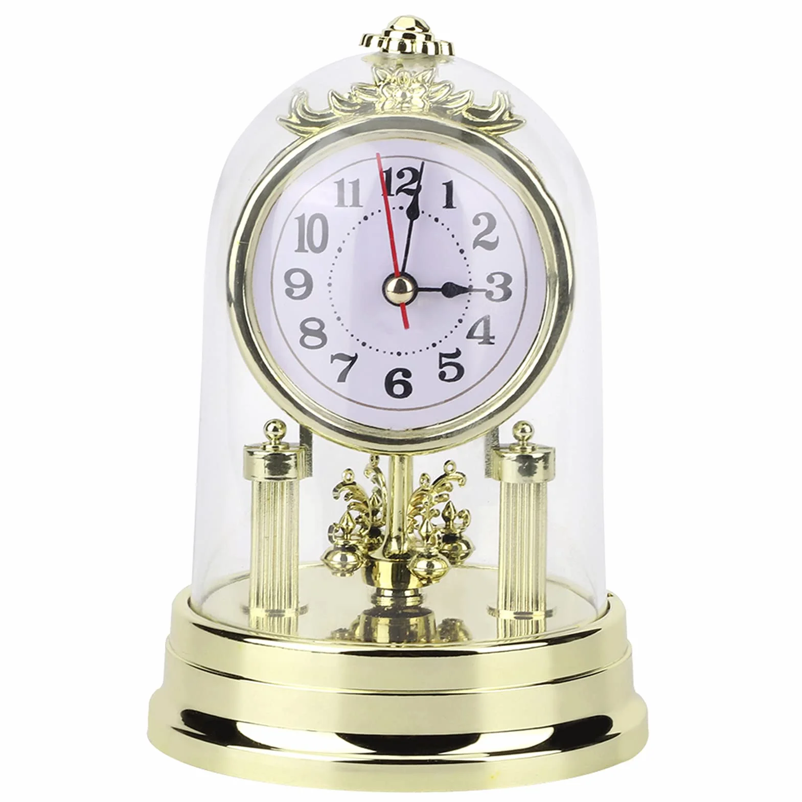 Cocoarm European Retro Style Wohnzimmeruhr Silent Antique Tischuhr Standuhr Decoration Home Ornament, 11 x 17 cm (Golden)