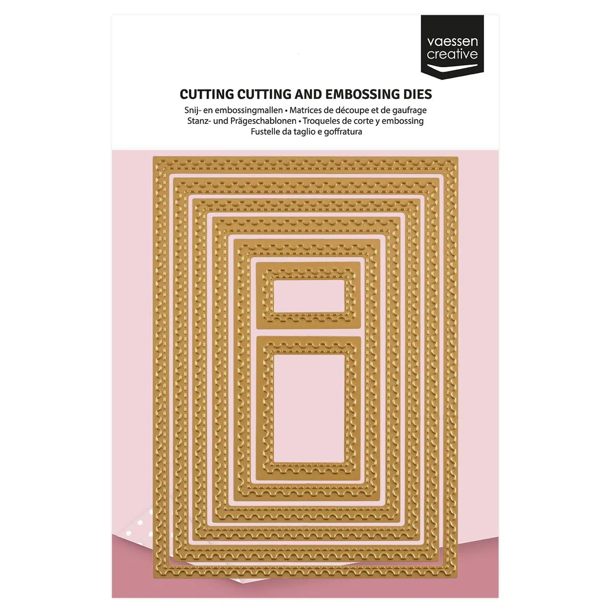Vaessen Creative Stanz- und Prägeschablonen Briefmarken mit Stickrand - 7 Cutting Dies - Bastelzubehör für Stanzmaschine, Karten Basteln und Scrapbooking