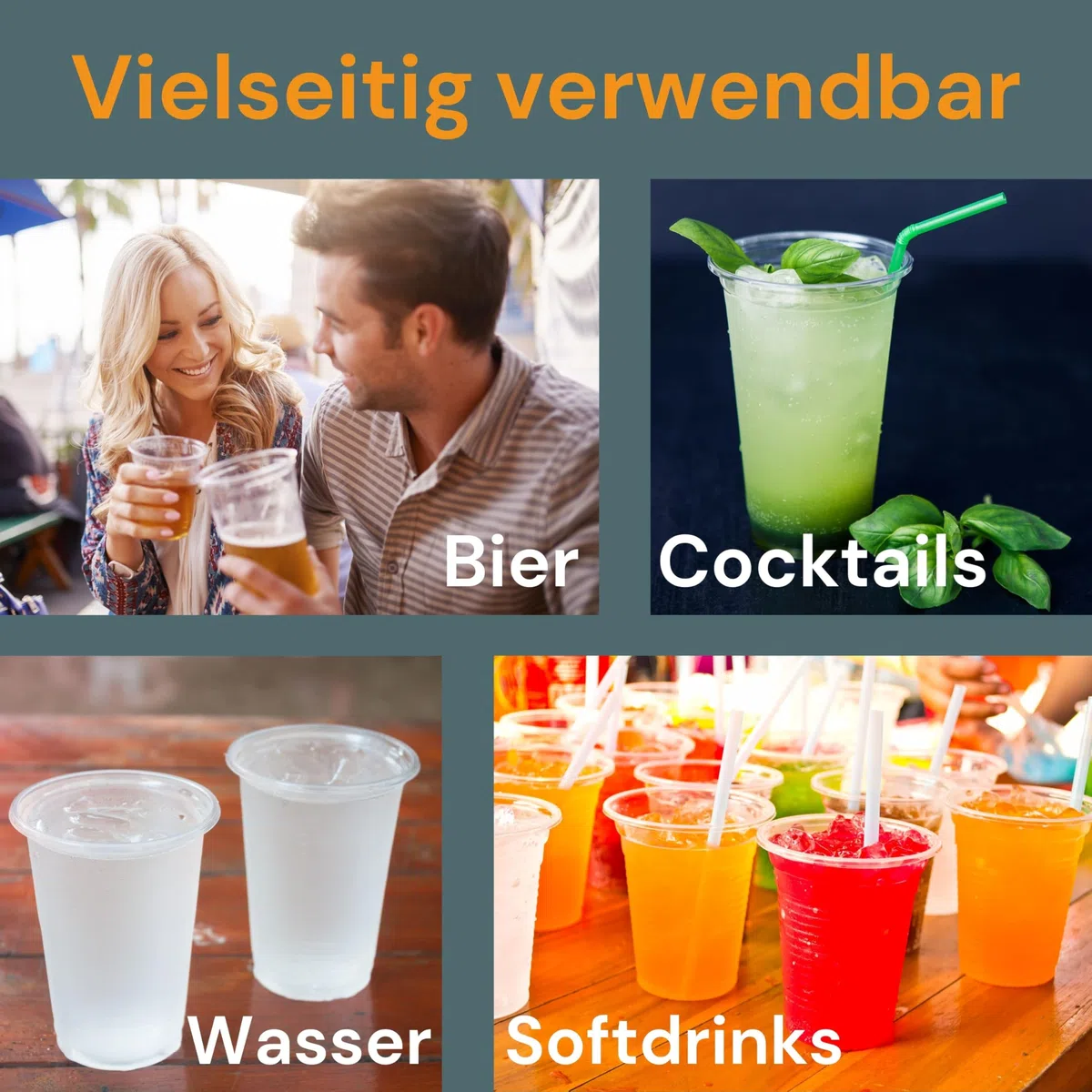 100 Stück Plastikbecher – Trinkbecher mit Eichstrich 0,5l | Einwegbecher aus Hartplastik (PP), transparent | Bierbecher & Partybecher – Kunststoffbecher