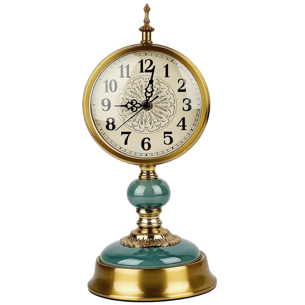 Vintage Tischuhr Gold, Antike Metall Schreibtischuhr Batteriebetrieben für Kaminsims, Wohnzimmer, Tischdekoration, Schlafzimmer, Wohnzimmer