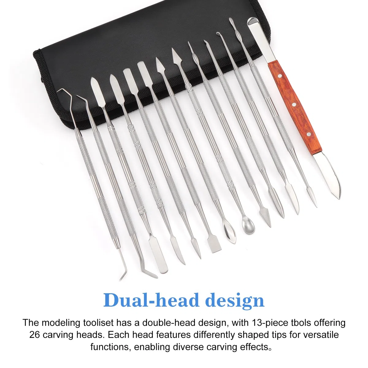 Coolty 13 Stück Wachsschnitzer Werkzeuge, doppelendiges Edelstahl-Wachs Ton Skulptur Schnitz DIY Werkzeugset, Spatel MeißeSchnitzer Set für Sculpting,Keramik Schnitzen mit Tragetasche