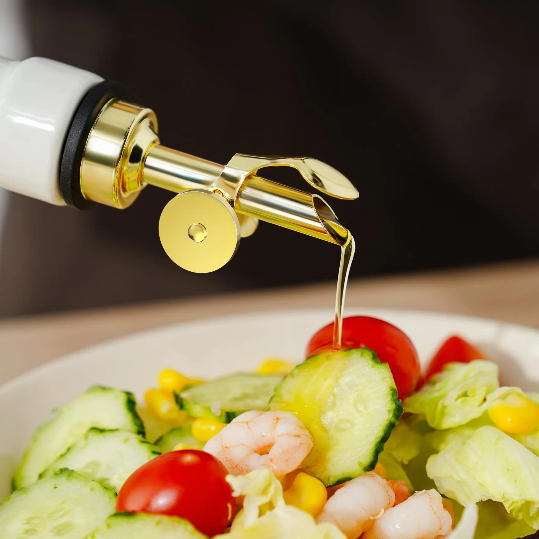 NiHome 350ml Keramik Ölflasche，Essig und Ölspender mit automatischem Ausgießer, spülmaschinenfest, UV-geschützter Olivenöl Flasche für die Küche zur optimalen Aromabewahrung, tropffreies Ausgießen