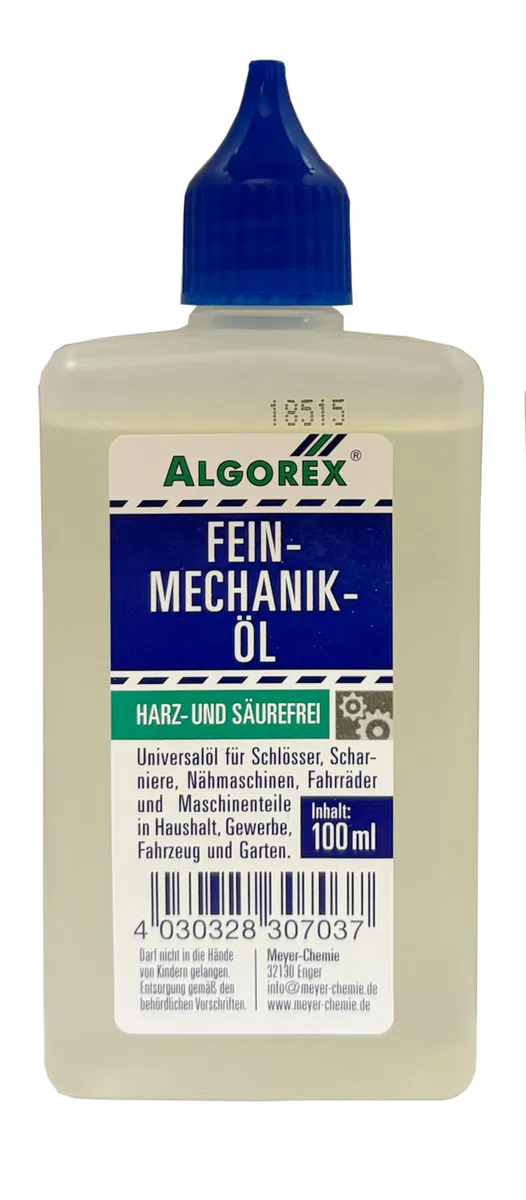 6 x Feinmechaniköl 100ml, ALGOREX, harz- und säurefrei, Feinmechanikeröl, Nähmaschinenöl