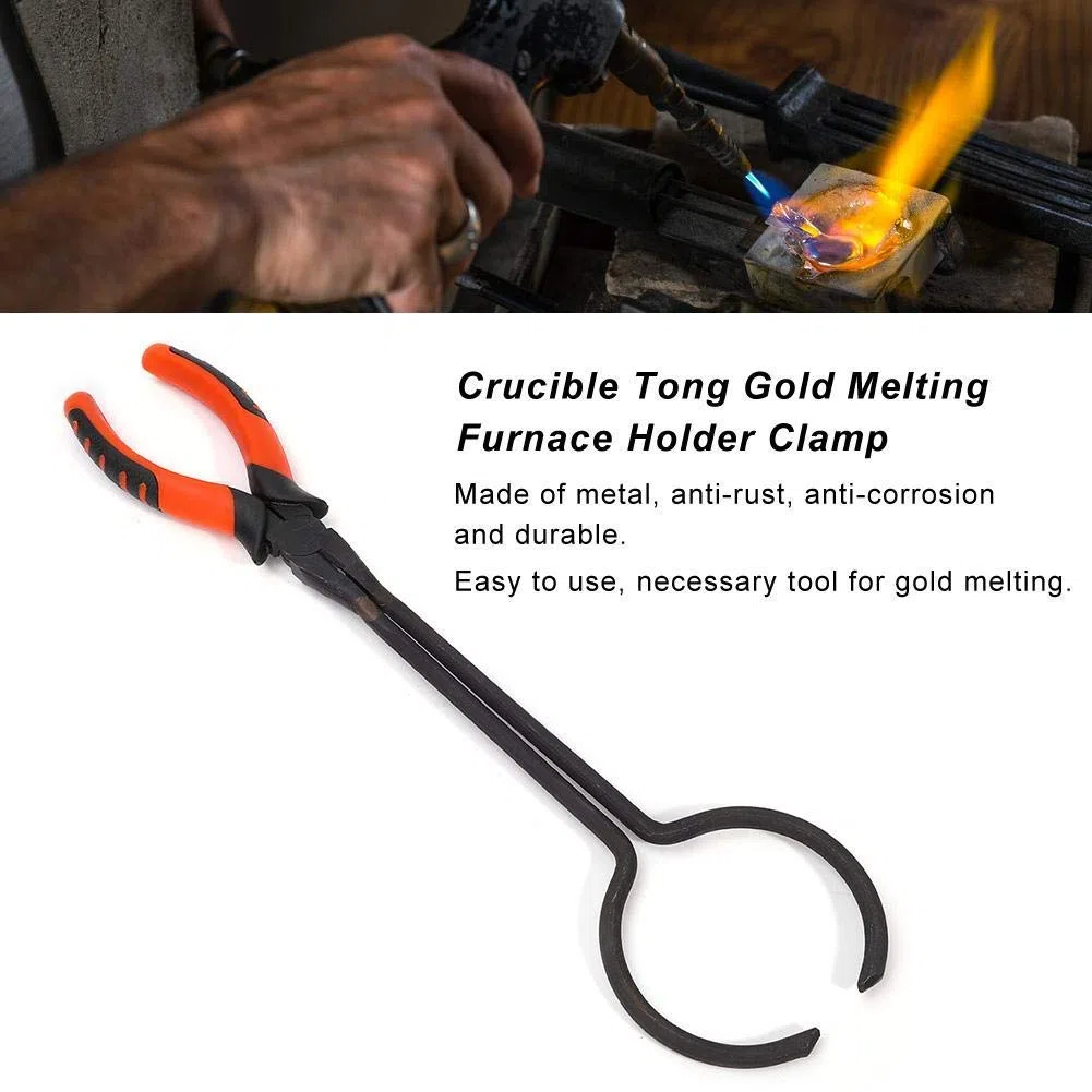 Tiegelzange Stahl Goldschmelzofen Halter Clamp für Edelmetallcasten und Schmuckherstellung – Profiwerkzeug für Metallforge und Kunstschmuck