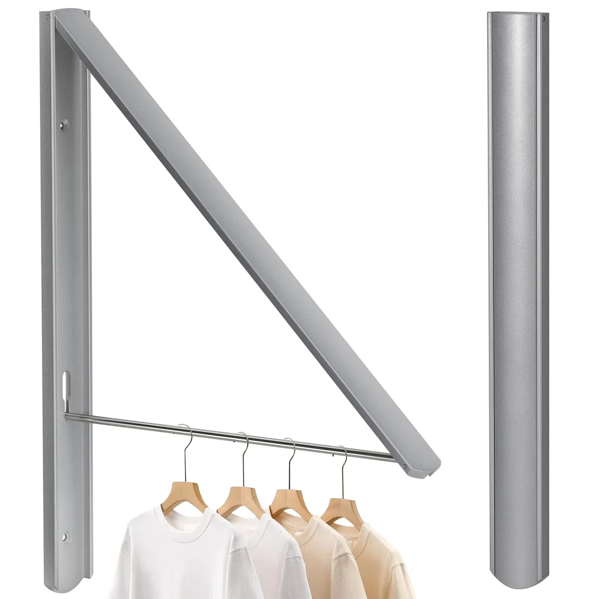 Kleiderhaken Klappbar kleiderwandhaken Wäschelüfter Wand Aussenbereich Klapphaken Haken Kleiderständer Wandhaken Kleiderlüfter Garderobenhaken für Ecken, Balkon, Badezimmer (Silver)