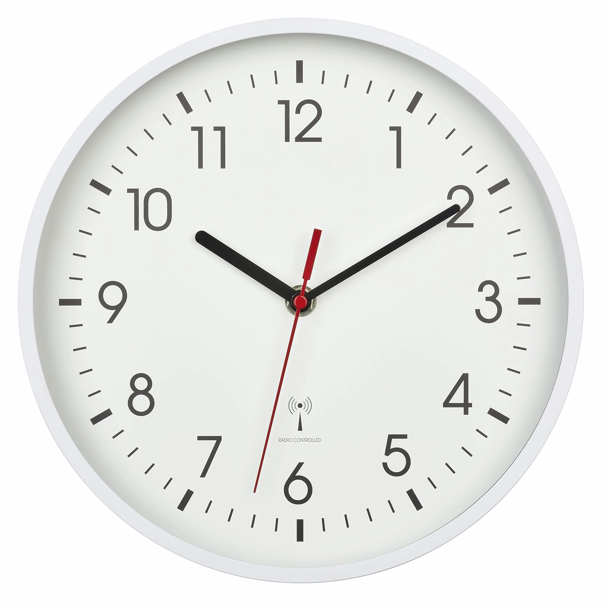 TFA Dostmann Analoge Funk-Wanduhr, 60.3550.02, höchste Genauigkeit, modern, analog, Glasabdeckung, für Büro, zu Hause, Geschenk, 245 x 245 x 42 mm, Weiss