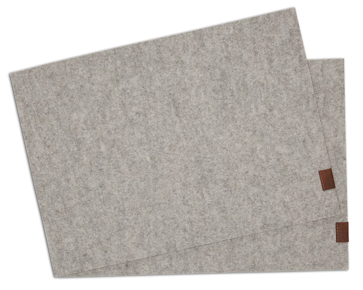Platzset aus Filz | Wollfilz Tischset | Weiche Filzmatte & Tischunterlage | Merinowolle Naturwollfilz in Anthrazit, Hellgrau meliert, Senfgelb, Lagune – 32 x 44 cm