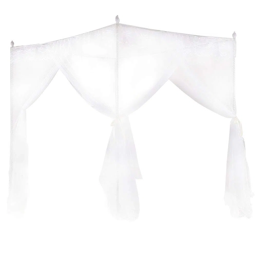 KIMISS Bettvorhang Betthimmel Weiß Polyester Luxus Prinzessin DREI Seitenöffnungen Bettvorhang Baldachin Netting Moskitonetz Bettwäsche (L) (150 * 200 * 200)