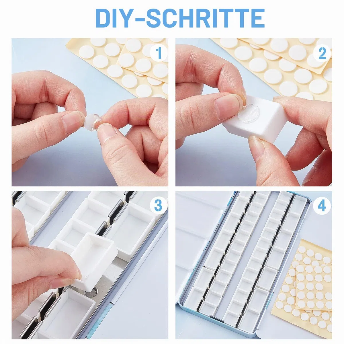 Pandahall Aquarelldose Leer 42 halbe Näpfchen & 24 volle Näpfchen Leere Aquarellpalette Aquarell-Tablettdose Mit Ausklappbarer Palette Für DIY-Aquarell-Ölgemälde Skizzieren Kunstzeichenzubehör