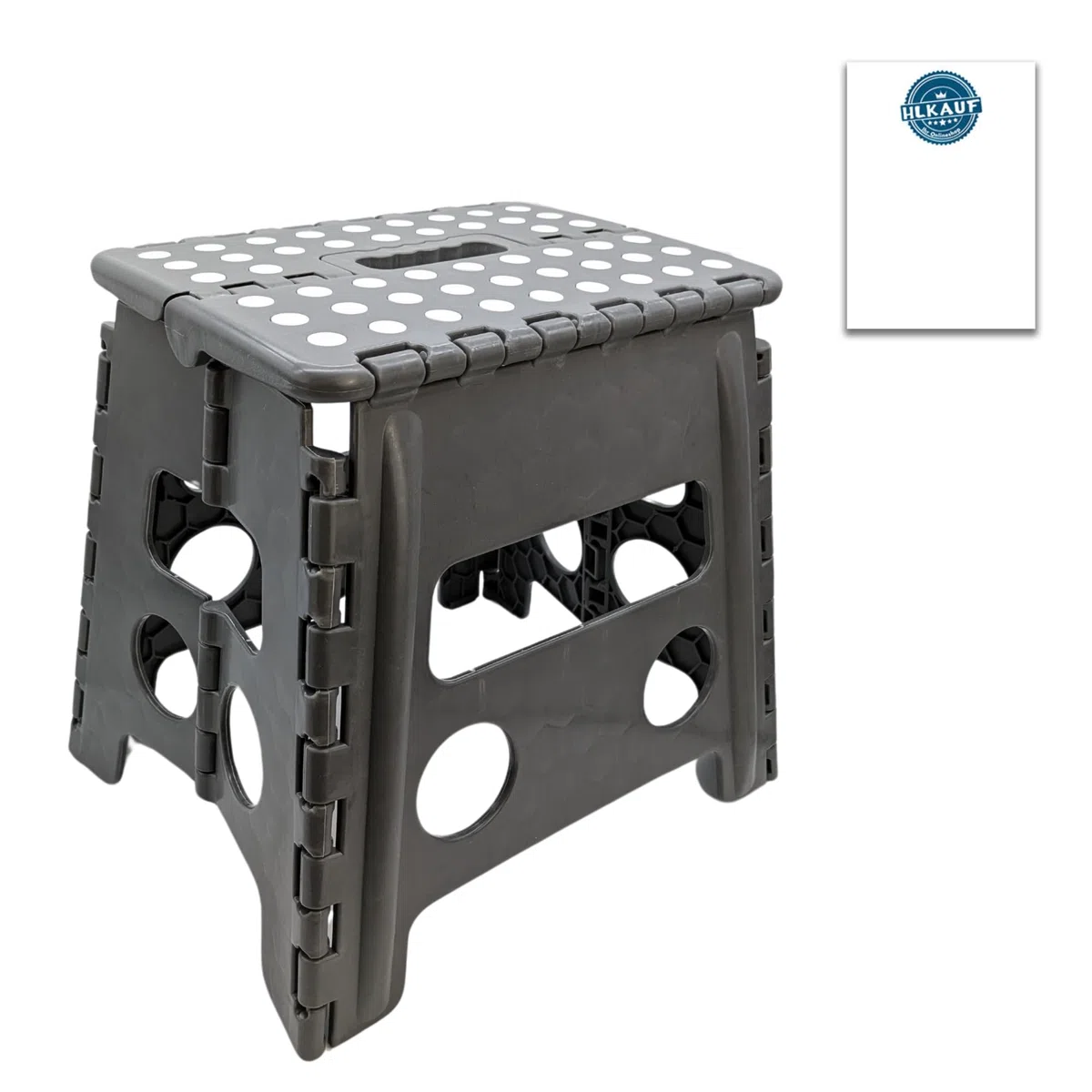 Hocker Tritthocker 29 x 22 x 32,5 cm faltbar für Erwachsene und Kinder bis 150 kg Klapphocker aus Kunststoff rutschfest und platzsparend mit praktischem Tragegriff & HLKauf-Block