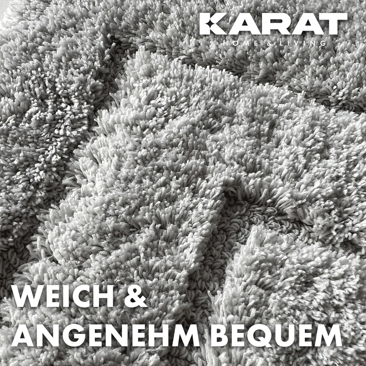 KARAT Badteppich Atlantis - extra flauschig & schnelltrocknend - Badezimmerteppich mit rutschsicherer Rückseite - Badematte Duschvorleger (70 x 120 cm, Silbergrau)