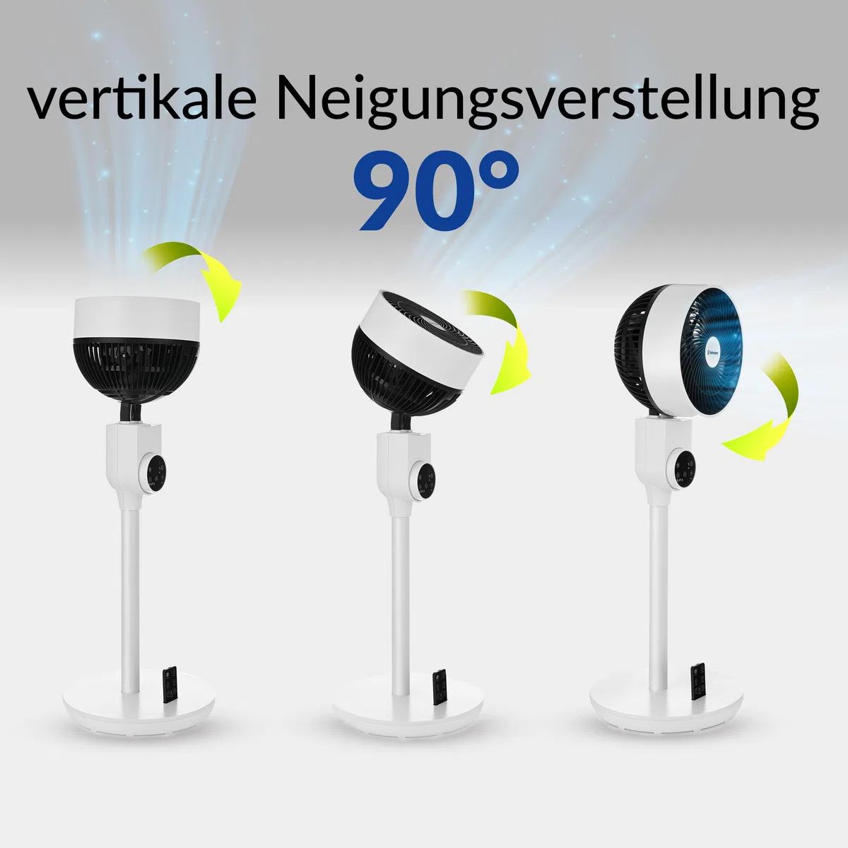 LEHMANN Standventilator, leiser Ventilator mit Schlafmodus & Naturmodus, Timer 12 h, Fernbedienung, LED-Display, 75° horizontale Oszillation + 90° manuell vertikale Neigung, 3 Geschwindigkeiten