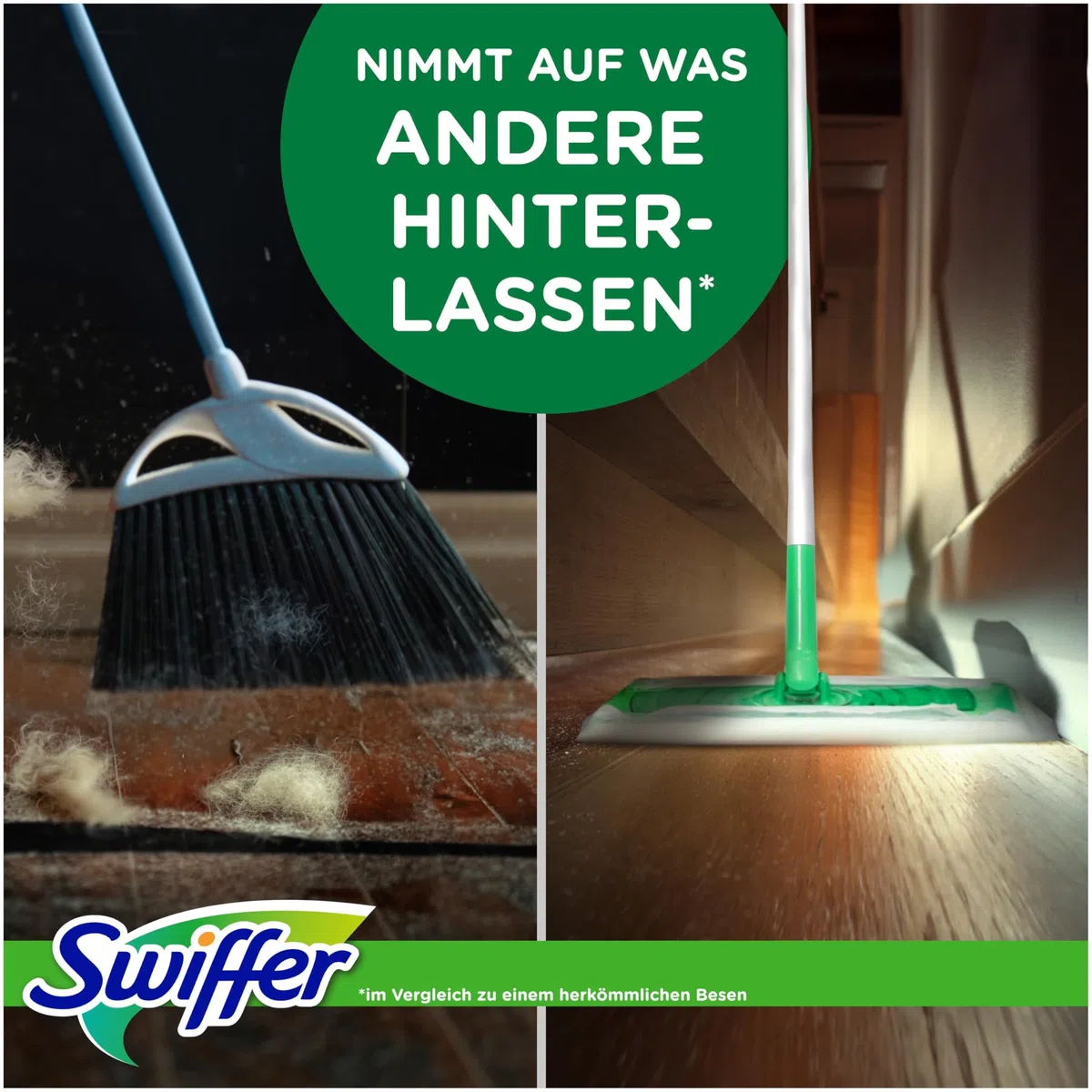 Swiffer Bodenwischer Dry & Wet Starter-Set, 1 Stab, 16 Trockene, 8 Feuchte Bodentücher, Für Eine Schnelle & Einfache Reinigung von Hartböden