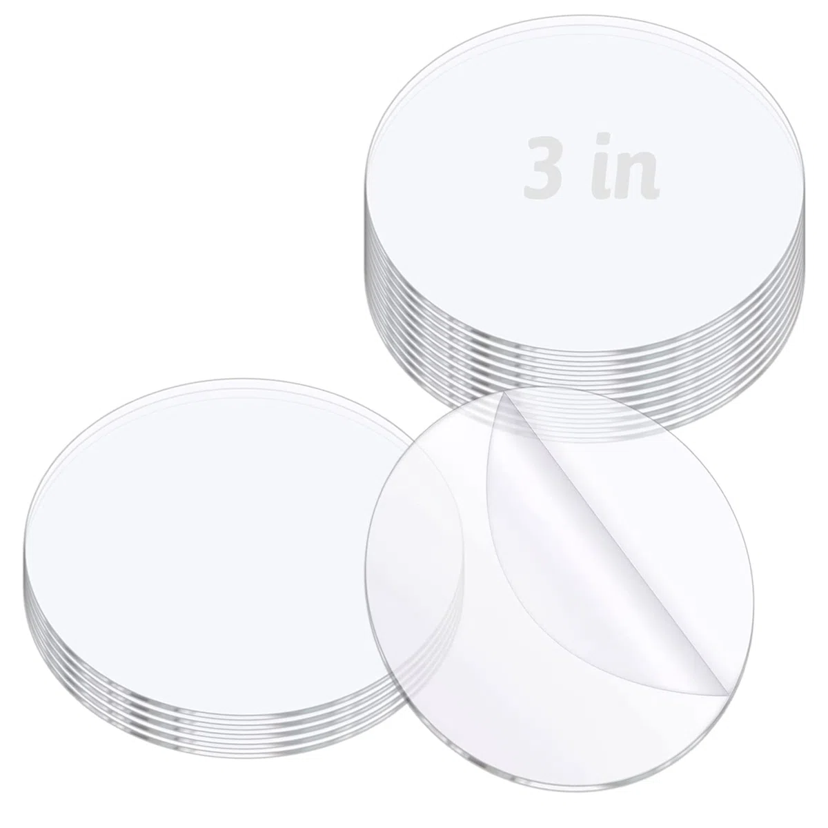 YXHZVON 16 Stücke Klare Acrylplatten, 3 in Runde Acrylscheibe Transparente, 0,2 cm dicke Klare Runde Acryl Rohlinge für DIY Bildrahmen Gemälde DIY Handwerk Scrapbooking Display